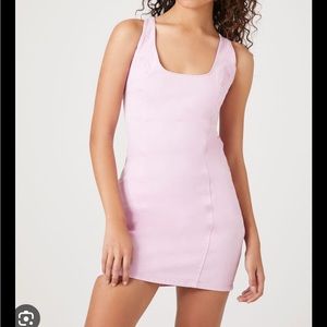 Pink denim bodycon mini dress XS (FOREVER21)